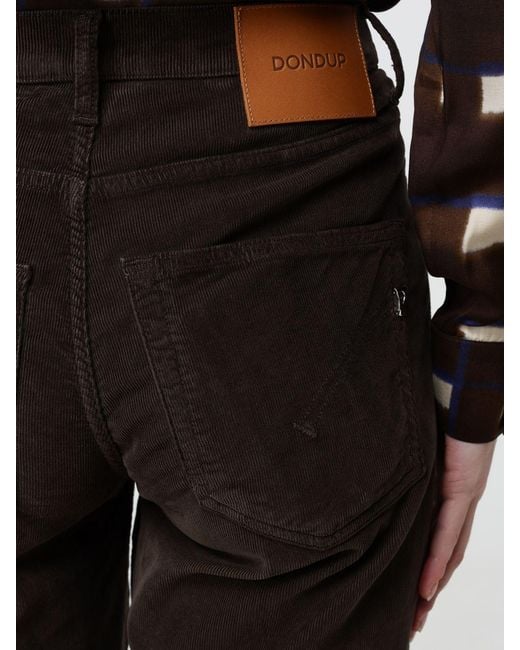 Dondup Black High-Waisted Slim Fit Corduroy Trousers