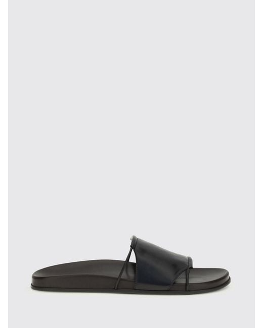 The Row White Vivienne Leather Sliders