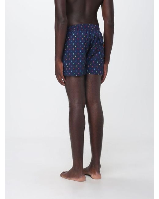 Save The Duck Blue Graphic Print Swim Shorts With Elasticated Drawstring Waist By for men