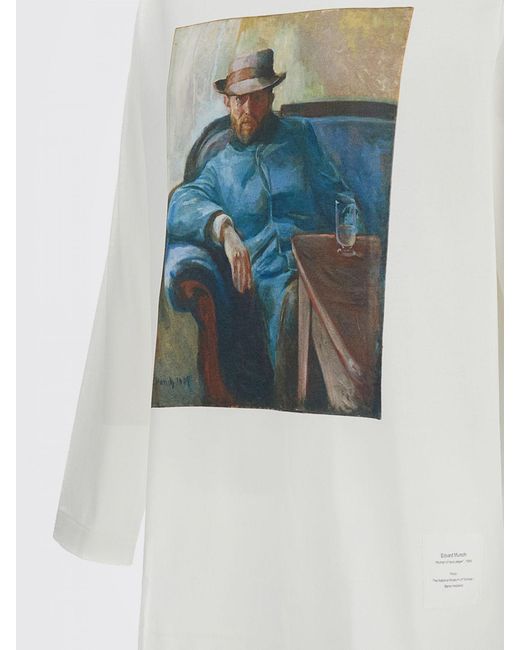 Junya Watanabe White Long-Sleeved Graphic Print Cotton T-Shirt for men