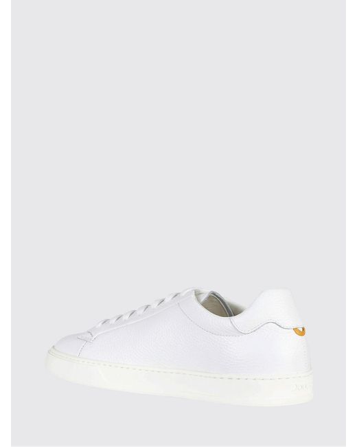 Doucal's White Hammered Leather Sneakers for men
