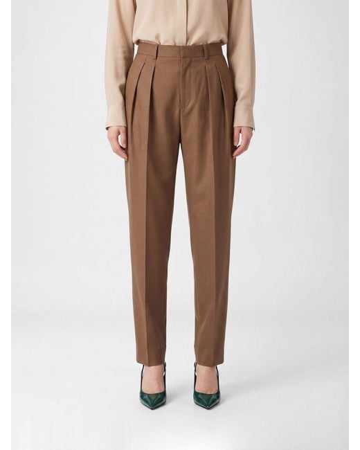 Saint Laurent Natural High-Waisted Skinny Pants
