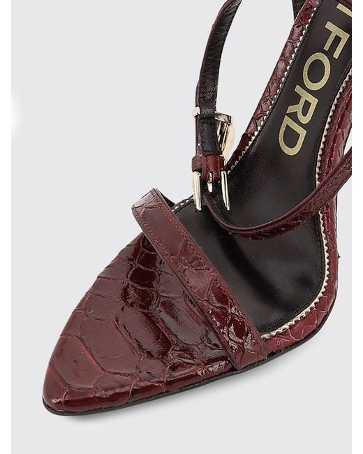 Tom Ford White Padlock Crocodile Print Leather Sandals