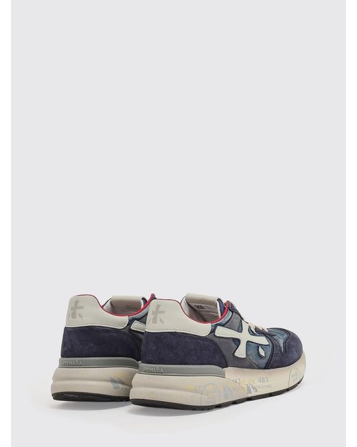 Premiata Blue Mick Suede And Nylon Sneakers for men