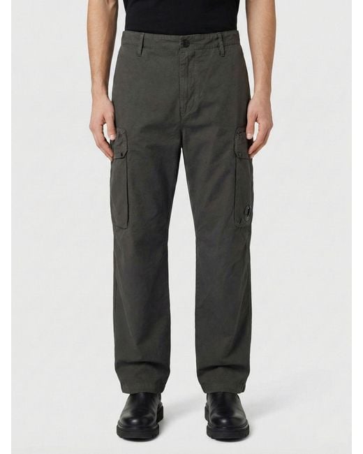 C P Company Black Cotton Cargo Pants for men