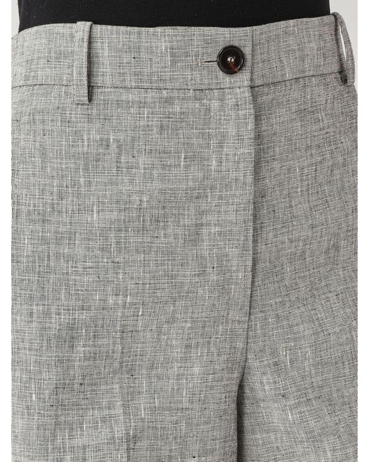 Pinko Gray Cotton And Linen Blend Shorts