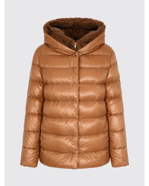 Herno Blue Water-Repellent Nylon Down Jacket With Shearling Hood