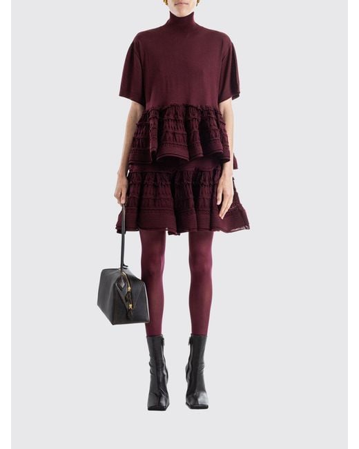 Alaïa Red Ruffled Wool Mini Skirt