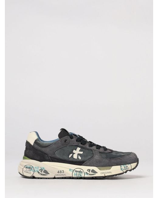 Premiata White Mase Suede And Canvas Sneakers for men