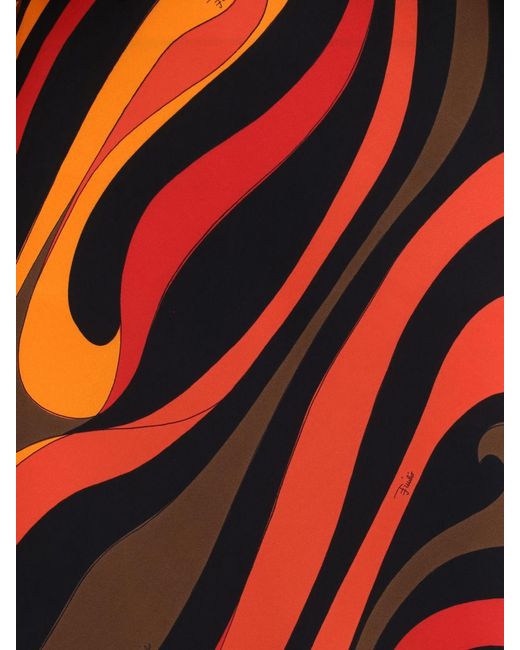 Emilio Pucci Red Printed Silk Long Dress