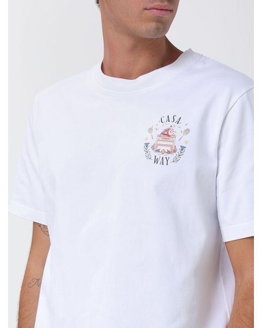Casablanca White Organic Cotton Crew Neck T-Shirt With Logo Print for men