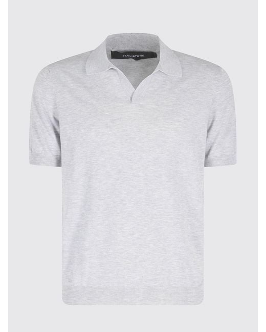 Tagliatore Gray Cotton Knit Polo Shirt for men