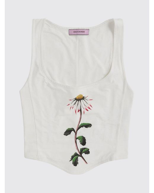 MACCAPANI White Daisy Floral Cotton Corset Top