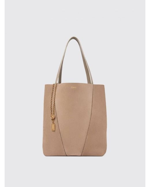 Bolso Tote Spin Chloé de color Natural