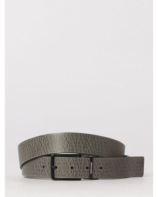 ARMANI EXCHANGE Black Reversible Classic Belt With All-Over Logo for men