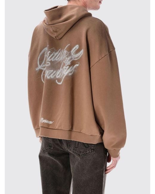 Represent Brown Cotton Hoodie With Logo for men