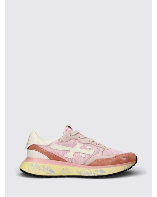 Premiata Pink Lauryn Suede And Mesh Sneakers