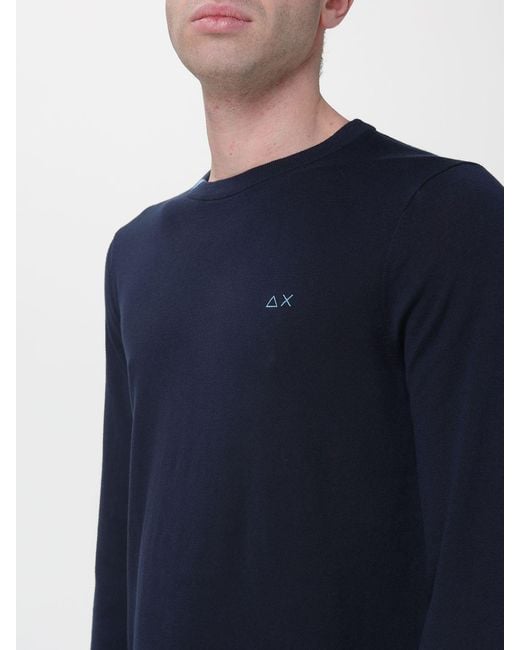 Sun 68 Blue Cotton Crew Neck Pullover for men