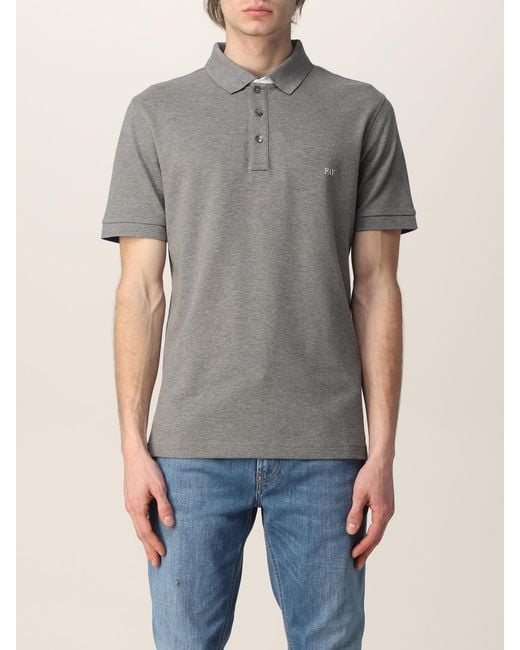 Fay Gray Stretch Cotton Polo Shirt With Logo for men