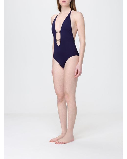 Gucci Blue Nylon Swimsuit With Clamp Detail