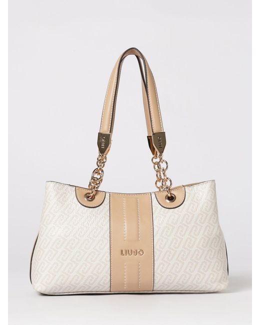 Liu Jo Natural Grained Synthetic Leather Bag With Printed Monogram