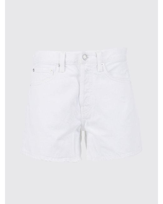 Agolde White Cotton Denim Shorts
