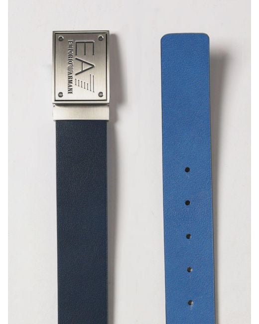 EA7 Blue Reversible Leather Belt for men
