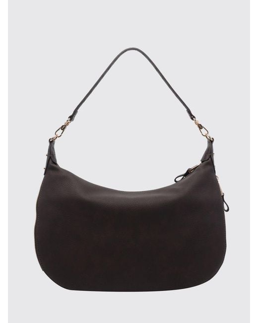 Liu Jo Black Grained Faux Leather Hobo Bag With Monogram Logo And Removable Handle