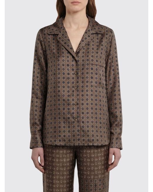 Max Mara Brown Disco Printed Silk Shirt