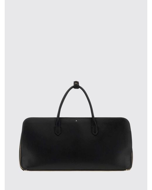 Alaïa Black Delta Medium Calfskin Leather Handbag With Logo Charm