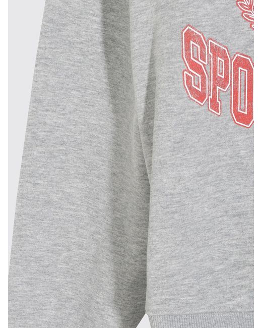 Anine Bing Gray Relaxed Fit Logo Cotton-Blend Crewneck Sweatshirt