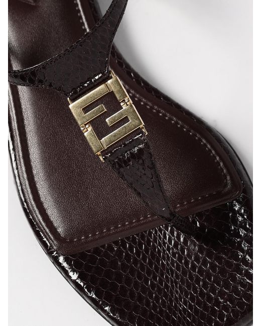 Fendi Purple Ffold Python Print Leather Sandals