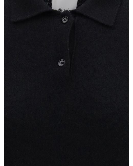 Allude Blue Cashmere Knit Polo Shirt