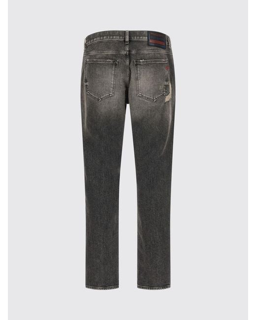 DIESEL Gray D-Strukt Slim Fit 5-Pocket Stretch Denim Jeans With Worn Effect for men