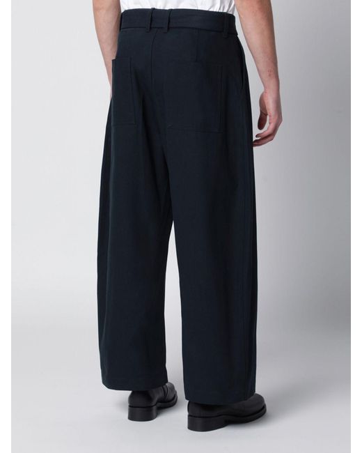 Studio Nicholson Blue Wide Cotton Trousers for men