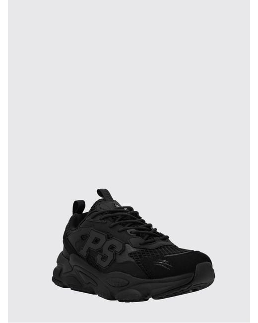 Philipp Plein Black Leather And Mesh Low-Top Trainers With Contrast Monogram for men