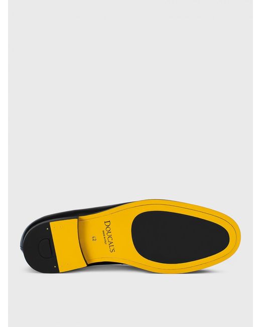 Doucal's Blue Aged Leather Loafers for men