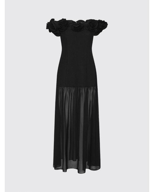 ROTATE BIRGER CHRISTENSEN Blue Strapless Crêpe Midi Evening Dress With Floral Appliqué
