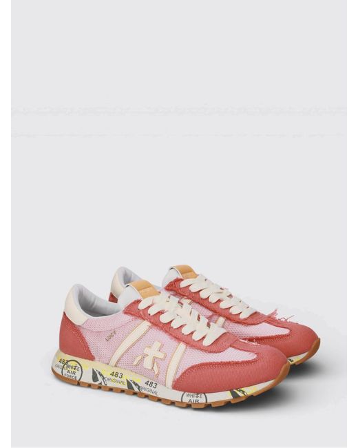 Premiata Pink Lucy Suede And Nylon Sneakers