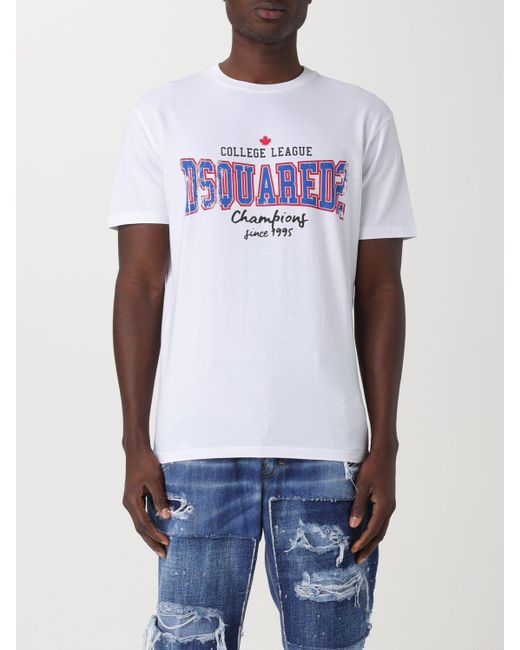 T-shirt con stampa logo di DSquared² in White da Uomo