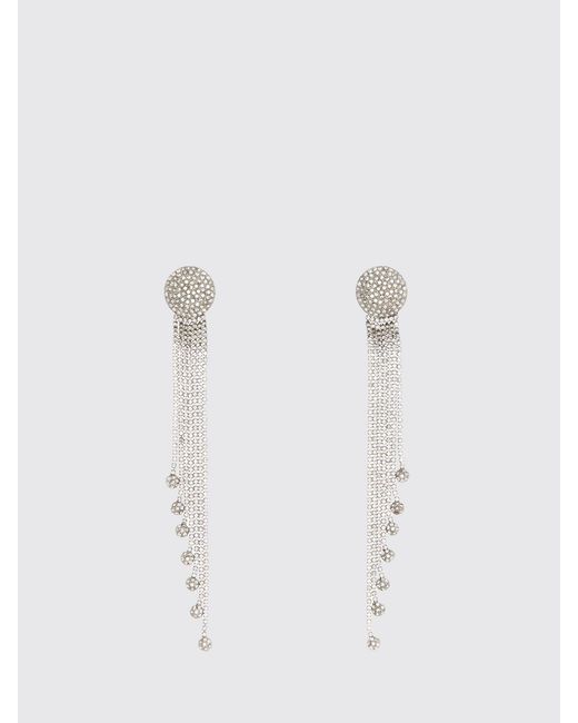 Alessandra Rich White Brass Earrings With Set Rhinestones
