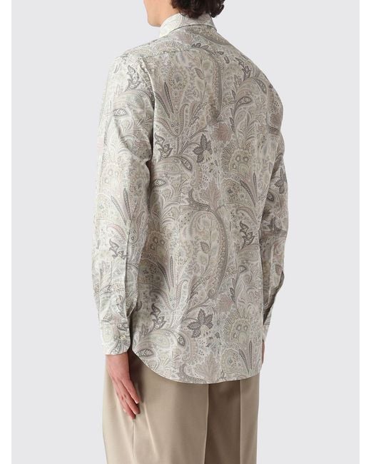 Etro Gray Cotton Paisley Shirt for men