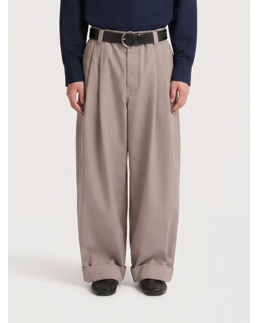 Marni Natural Wide-Leg Cotton Trousers With Elasticated Waist And Cuffs for men