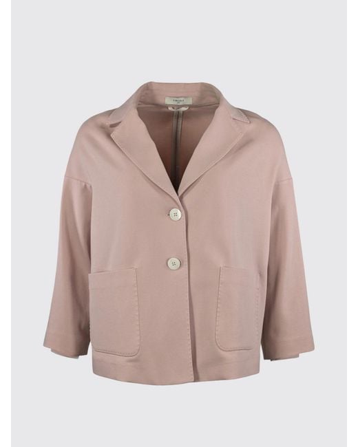 Circolo 1901 Pink Single-Breasted Stretch Cotton Blazer With Dropped Shoulders