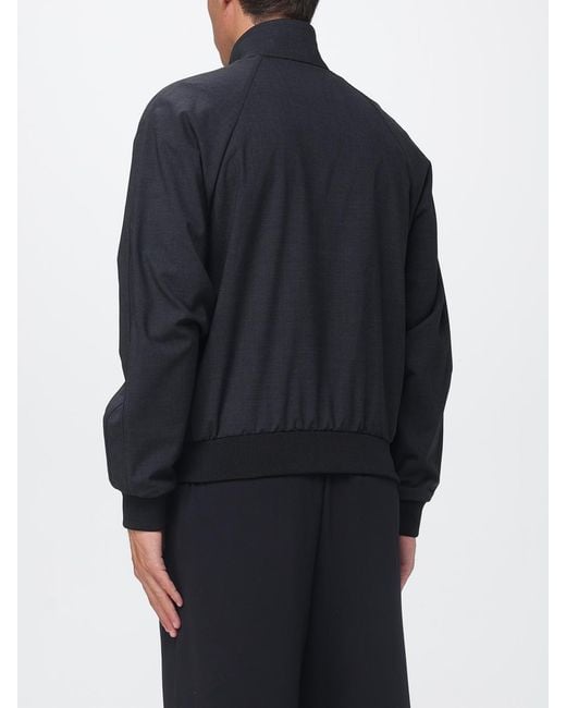 Emporio Armani Blue Wool-Blend Bomber Jacket With High Neck And Tone-On-Tone Logo for men