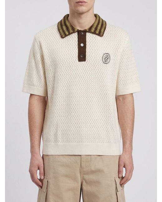 Drole de Monsieur Natural Knitted Cotton Polo Shirt for men