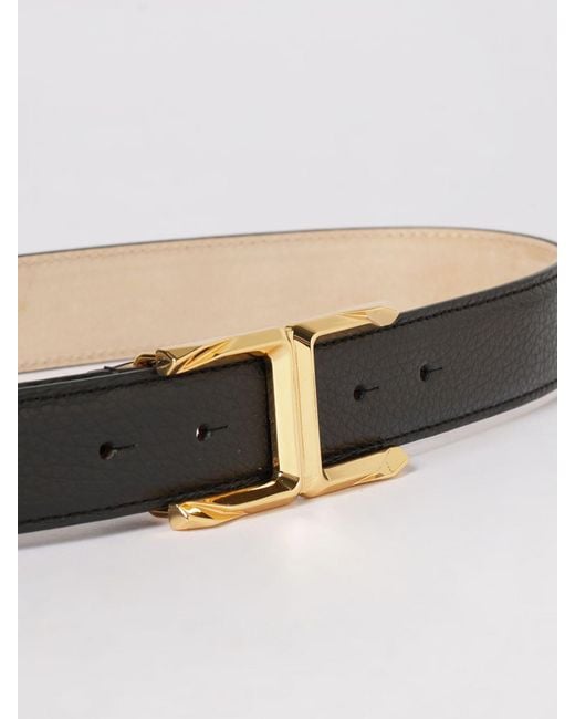 Elisabetta Franchi Black Hammered Leather Belt
