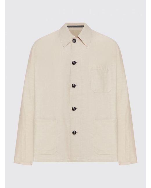 Giorgio Armani Natural Viscose And Linen Shirt Jacket for men