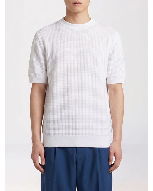 Boss White Cotton Crew Neck Sweater for men