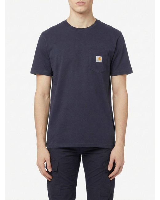 Carhartt Blue Cotton Jersey T-Shirt With Logo for men